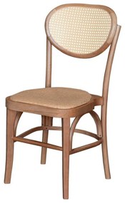 Cadeira Retrô - Mel Pinus - Palha Natural Sextavada e Palha Tramada Nogueira Clara