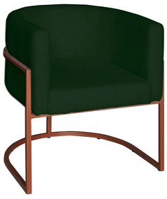 Poltrona Base Industrial Bronze Sala de Estar Lety Veludo S05 - D'Rossi - Verde