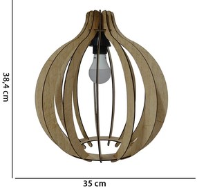 Lustre Pêndulo de Teto Luminária Pendente Madeira Clara 38,4x 35 cm - D'Rossi