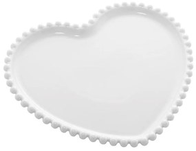 Prato Porcelana Coração Beads Branco 25x22x2cm 28488 Bon Gourmet