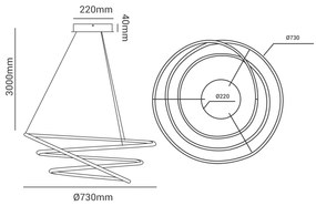 Pendente Espiral 88W Led 3000K Ip20 Branco Bivolt Ø73Cm | Opus Dn 3432... (Preto)