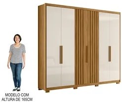 Guarda Roupa Casal 6 Portas 4 Gavetas 260cm Gaia M07 Freijó/Off White