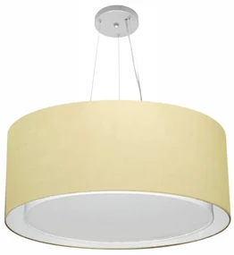 Lustre Pendente Cilíndrico Duplo Md-4302 Cúpula em Tecido 60x30cm Algodão Crú - Bivolt