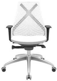 Cadeira Office Bix Tela Branca Assento Aero Branco Autocompensador Base Alumínio 95cm - 64002 Sun House