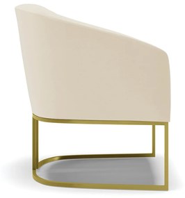 Poltrona Stella Linho Base Metálica Industrial Dourado - D'Rossi - A19 Bege