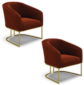 Poltrona Decorativa Industrial Dourado kit 2 Stella Bouclê Terra D03 - D'Rossi