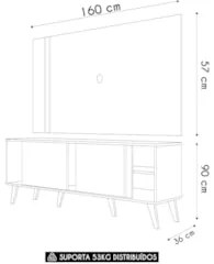 Estante Painel Para TV 60 Pol 160cm Orla Z10 Off/Cinamomo - Mpozenato