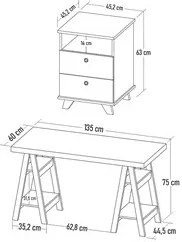 Mesa Escrivaninha Cavalete 135cm e Gaveteiro 2 Gavetas May A06 Olmo/Br