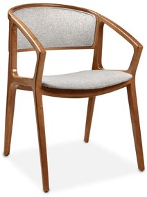 Cadeira com Braço Camilly Estofada Encosto com Detalhe Madeira Estrutura Madeira Liptus Design Sustentável