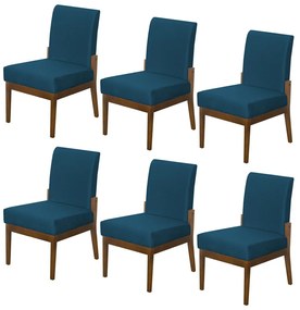 Kit 06 Cadeiras de Jantar Helena Suede Azul Marinho