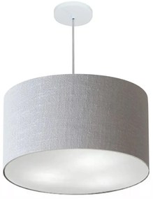 Lustre Pendente Cilíndrico Md-4257 Cúpula em Tecido 45x30cm Rustico Cinza - Bivolt