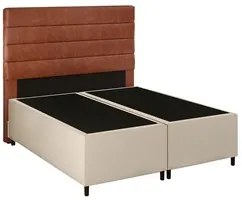 Cabeceira com Base Cama Box Casal Queen 158x198 Hit ID5 Corano Bege/Co