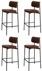 Banqueta Alta Bar Estofada Kit 4 Ella M25 Sintético Marrom - Mpozenato