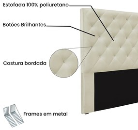 Cabeceira Cama Box Solteiro 90 cm Tania Veludo S04 - D'Rossi - Bege