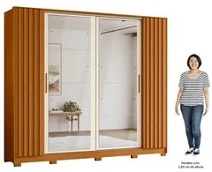 Guarda Roupa Casal 4 Portas 8 Espelhos Jacarandá Flex Cinamomo/Off Whi