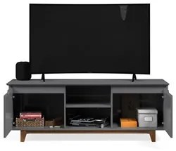 Rack para Sala Bancada de TV 55 Pol 139cm Flow Cinza - EJ Móveis