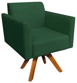 Poltrona Giratória Marisa Suede Verde Base Madeira MM30 D'Rossi