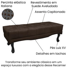 Cabeceira Cama Box Casal 140cm e Recamier Vicenza Suede Café S04 - D'Rossi