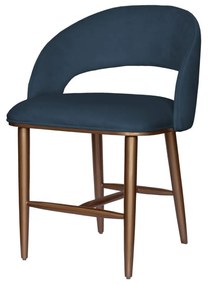 Cadeira Vitória - Dourado Soleil - Tecido Veludo Azul Safira