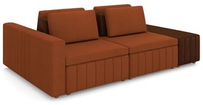 Sofá Ilha com Encosto e Almofadas Móveis Olimpo 285cm Modulado Linho/PU Terracota/Marrom G45 - Gran Belo