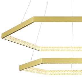 Pendente Hex Aros Ø80X3,5Cm / Ø60X3,5Cm Led 70W 3000K Bivolt / Hexagon... (Dourado)