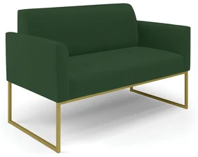 Sofá Namoradeira Base Industrial Dourado Marisa Veludo Verde D03 - D'Rossi