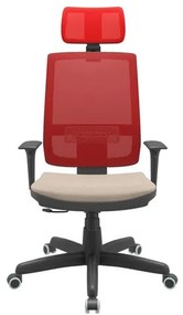 Cadeira Office Brizza Tela Vermelha Com Encosto Assento Poliester Fendi RelaxPlax Base Standard 126cm - 63635 Sun House