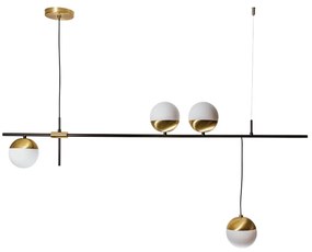 Pendente Bille C/ 4 Globos Assimetricos 120Cm 4L G9 / Metal E Globo Ø1... (DR-PV - Dourado Brilho Polido Verniz, FOSCO)