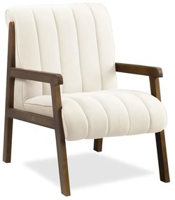 Poltrona Decorativa para Sala Base de Madeira Daline Bouclê E03 - D'Rossi - Bege