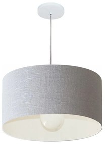 Lustre Pendente Cilíndrico Md-4204 Cúpula em Tecido 45x25cm Rustico Cinza - Bivolt