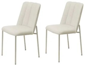 Kit 2 Cadeiras Elis Cor Champanhe Bouclé com Off White 45cm - 71142 Sun House