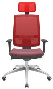 Cadeira Office Brizza Tela Vermelha Com Encosto Assento Vinil Vinho Autocompensador 126cm - 63097 Sun House