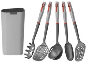 Jogo de Utensílios Tramontina Verano com Suporte Cinza 6 Peças