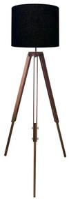 Luminária de Chão Tripé Base Madeira Vivare Md-2018 Cúpula em Tecido 40x30cm - Bivolt