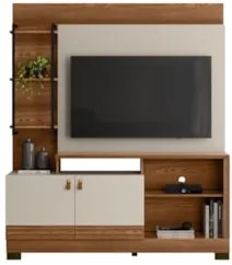 Estante Painel Para TV 50 Pol 160cm Pilar L06 Freijó/Off White - Mpoze