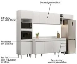 Armário de Cozinha Modulada 5 Peças CP17 Balcão com Tampo Branco - Lum