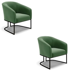 Cadeira Sala de Jantar Base Industrial Preto kit 2 Stella Suede D03 - D'Rossi - Verde