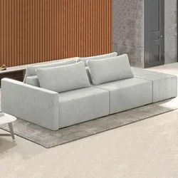 Sofá Ilha Modular com Puff para Sala Living 232cm Georgia K04 Linho Ci