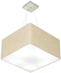 Lustre Pendente Quadrado Vivare Md-4199 Cúpula em Tecido 30/60x60cm - Bivolt