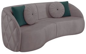 Sofá Decorativo 318cm com Almofadas Redondas Clarke Veludo Rosê G45 - Gran Belo