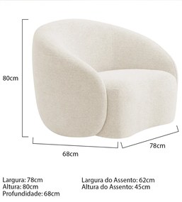 Kit Sofá 3 Lugares 200cm e Poltrona Orgânica Luxo Recepção Amore Bouclé - ADJ Decor