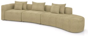 Sofá Curvo Decorativo Kimiko 447Cm 5 Lugares Sala de Estar com Chaise Bouclê Bege G52 - Gran Belo