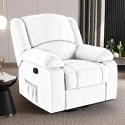 Poltrona do Papai Reclinável Pietra Glider Giratória FH9 PU Branco - M