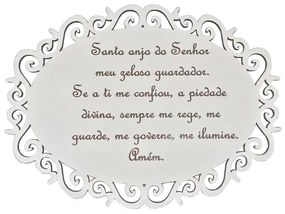 Placa Decorativa Santo Anjo Com Arabesco MDF 3mm Branco - D'Rossi