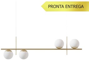 Pendente Up Down Retângular 100X12Cm Alumínio E Globo Ø12Cm Fosco 4Xg9... (HONEY, FOSCO)
