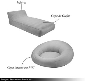 Conjunto Chaise e Puff Inflável Área Externa Akira com Capa de Olefin Cinza G56 - Gran Belo