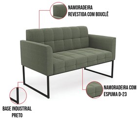 Sofá Namoradeira 2 Lugares Industrial Preto Elisa Bouclê D03 - D'Rossi - Menta