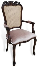 Cadeira com Braço Luís XV Palhinha Indiana Design de Luxo Peça Artesanal