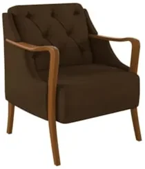 Poltrona Decorativa para Sala de Estar Capitonê Lapa Z32 Veludo Marrom