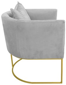 Poltrona Paola Suede Base Metálica Dourado D'Rossi - Cinza